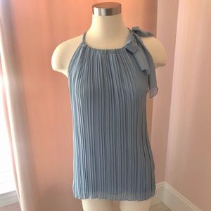New Tiffi Pleated Bow-Tie Light Blue Halter Cami Top
